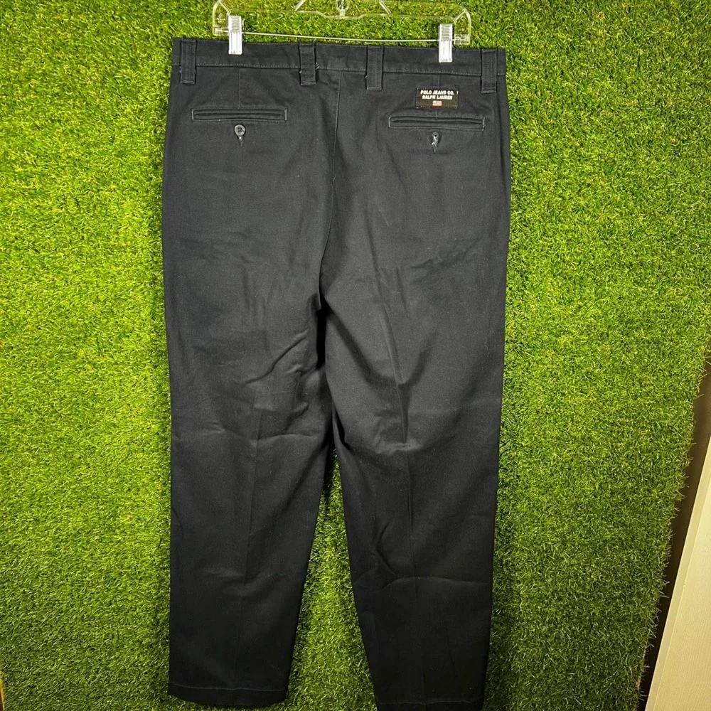 Polo Jeans Co Ralph‎ Lauren Mens 36x32 Navy Blue Pleated Cotton Chino Pants